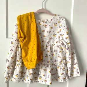 Simple Joys Carters Toddler girl Floral long sleeve top & yellow leggings Size3T